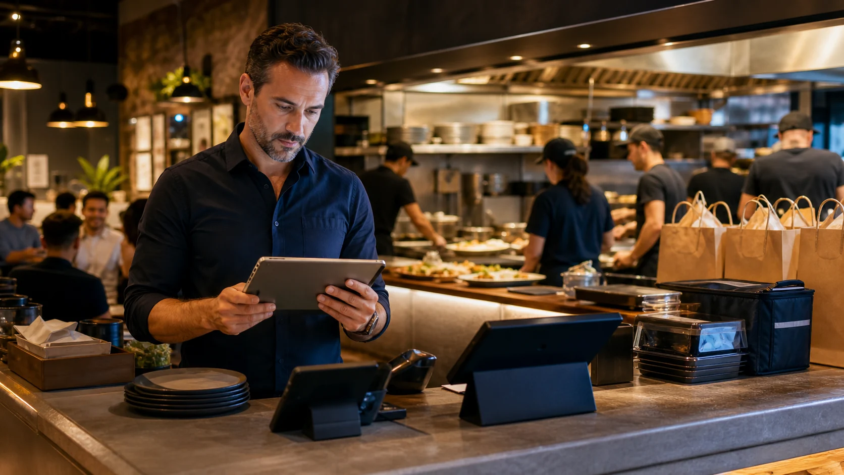 Restaurant POS, CRM, online ordering, delivery and kitchen operations connected by SABSUS