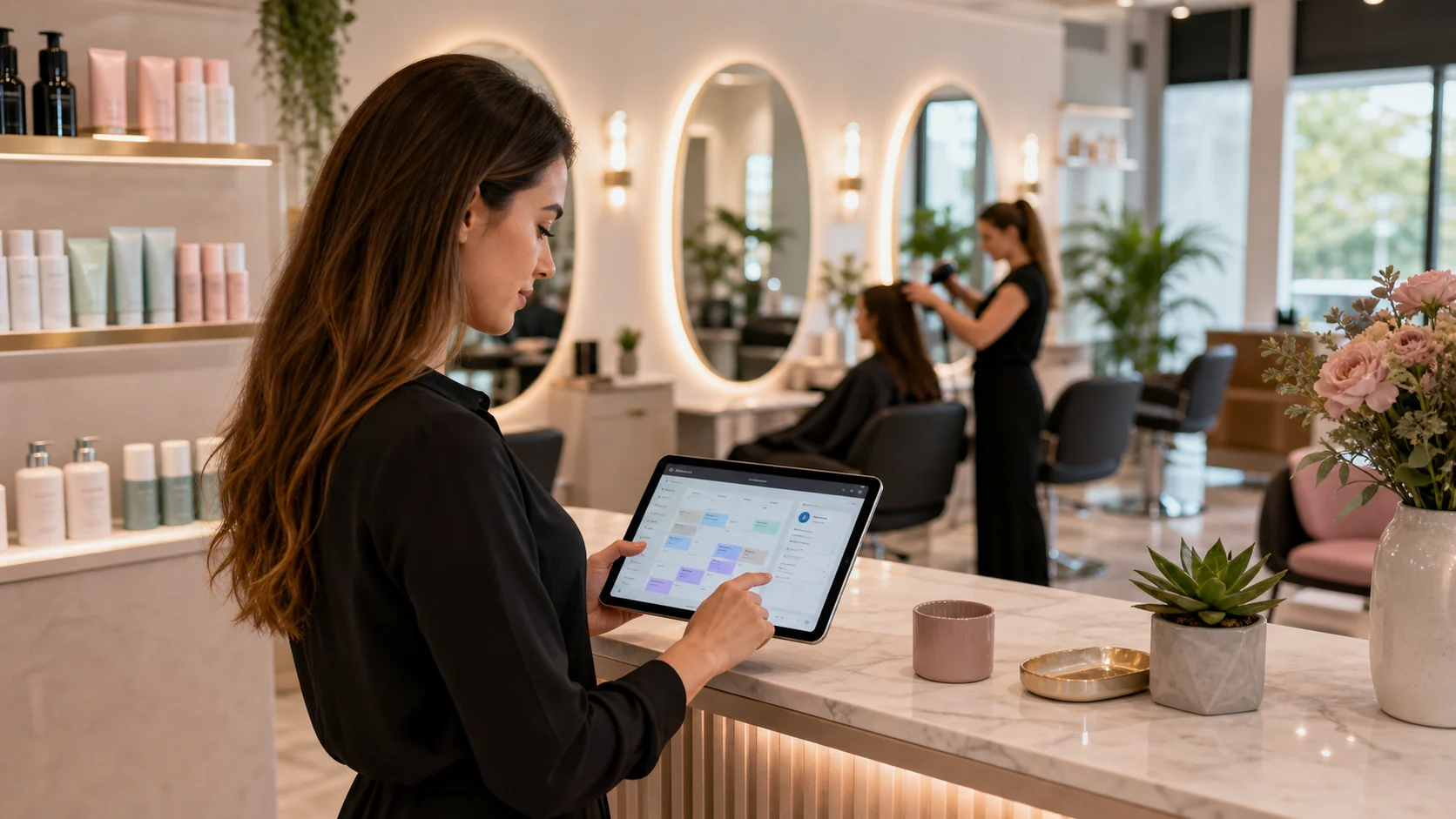 Salon booking, CRM, POS, payments and customer app connected by SABSUS