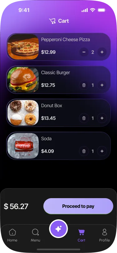 SABSUS customer app cart screen