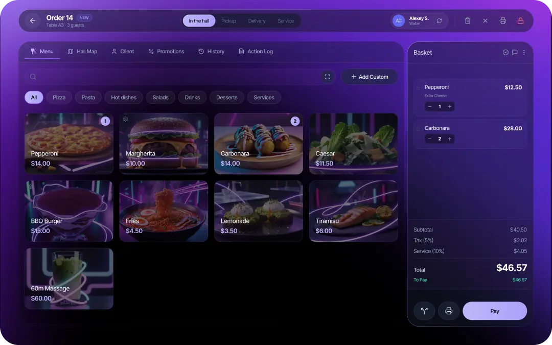 SABSUS in-hall order interface